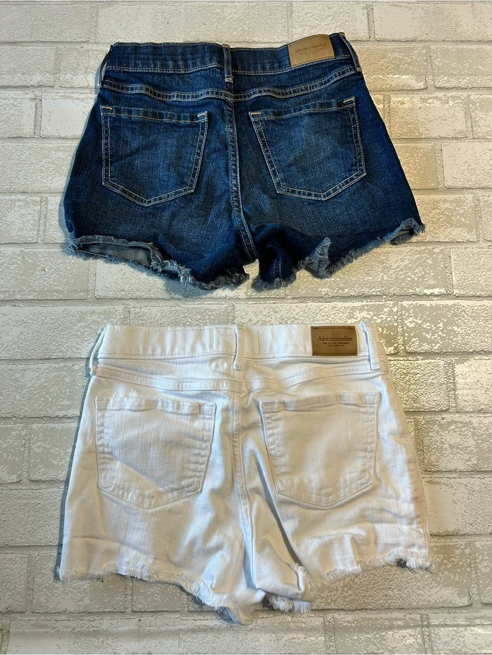 Abercrombie kids Denim Blue & White Frayed Hem Shorts Bundle